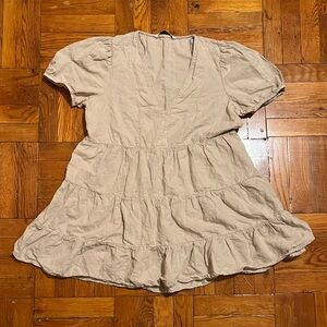 ZARA Beige Babydoll Mini Dress